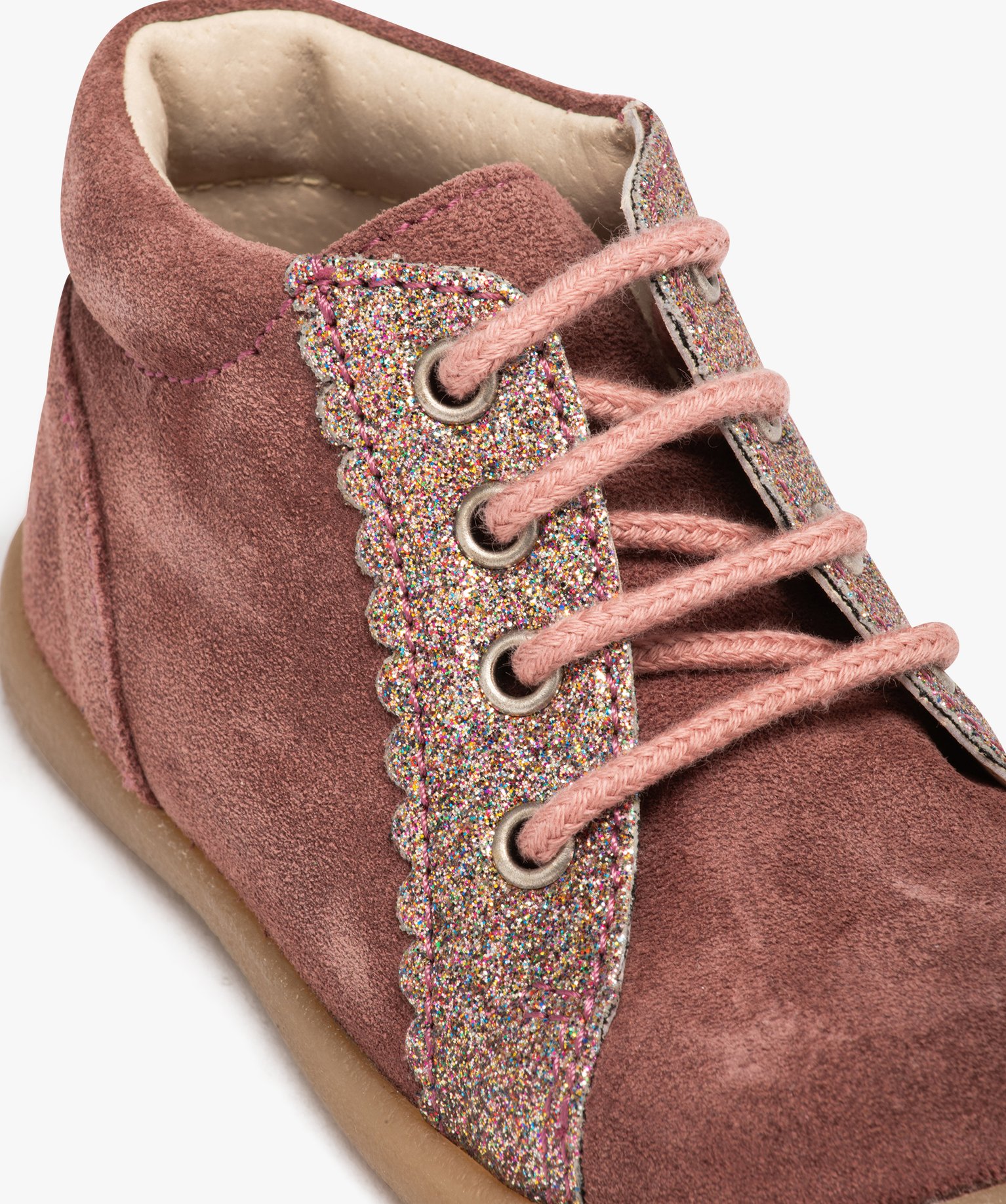 Chaussures premiers pas bébé fille unies en cuir suédé e... rose | GEMO