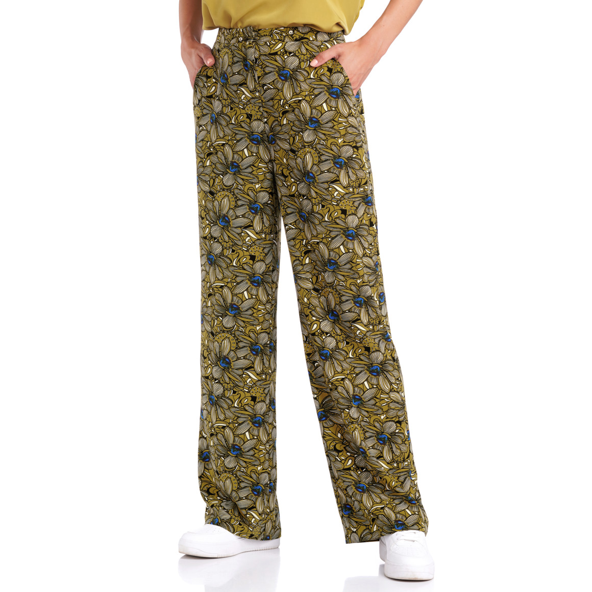 Damen Hose mit floralem Retro-Print