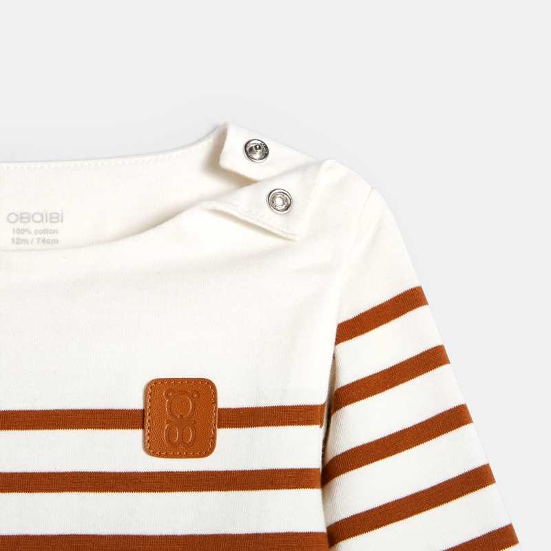 T-shirt marinière marron bébé garçon