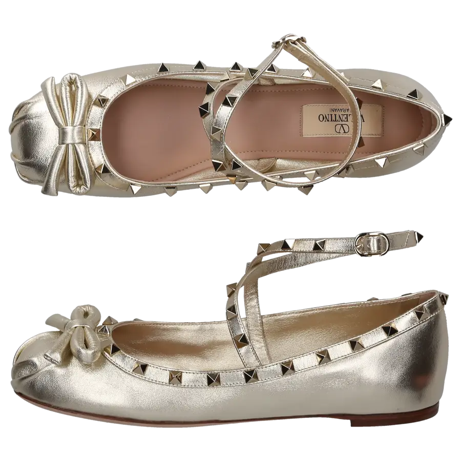 Valentino Garavani - Ballerinas ROCKSTUD Nappaleder - gold