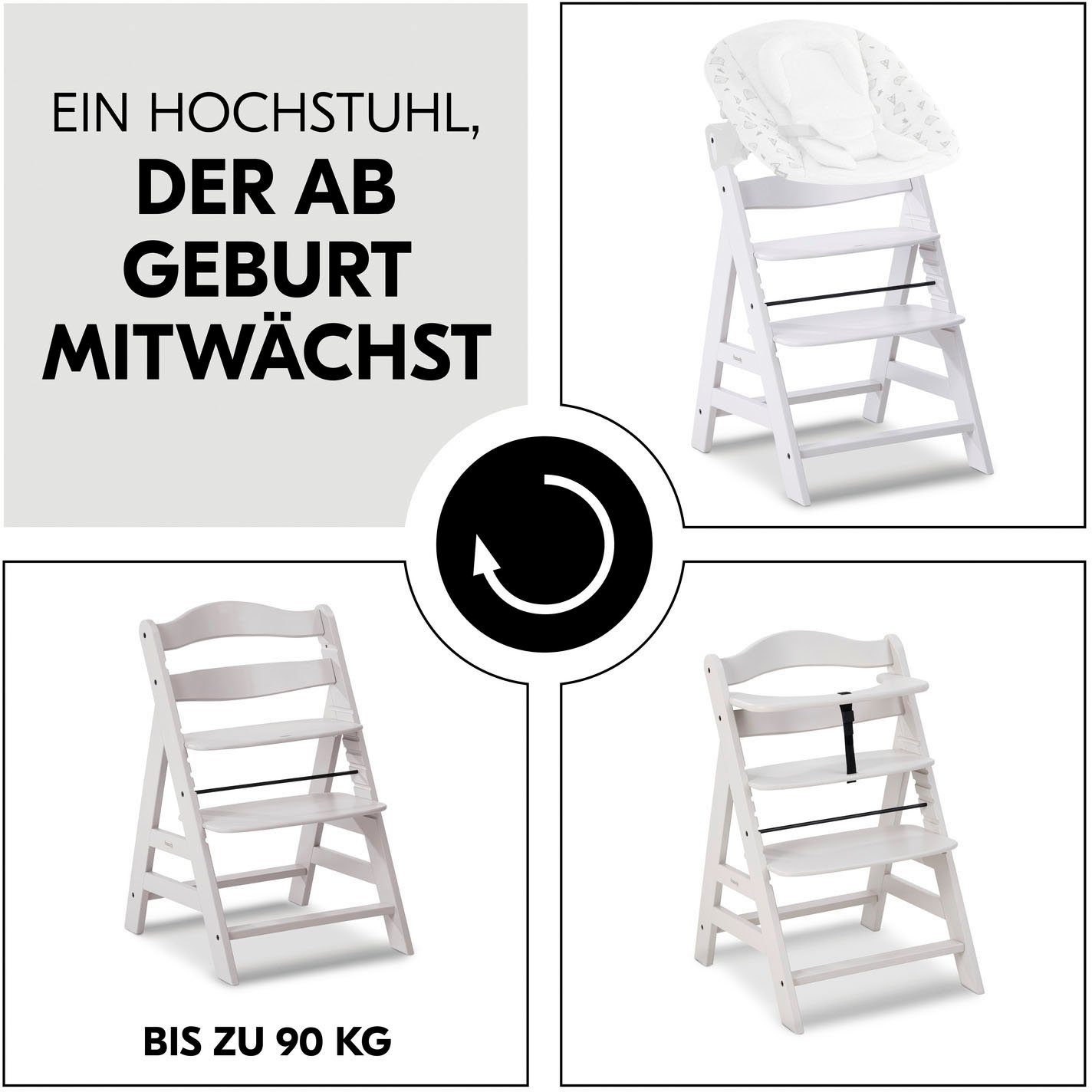 Hauck Hochstuhl Alpha+, Creme, FSC® - schützt Wald - weltweit