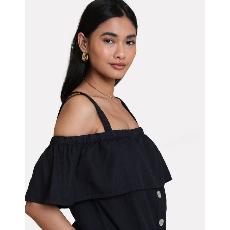 Threadbare THB Aspen Linen Bardot Top Tanktop Damen