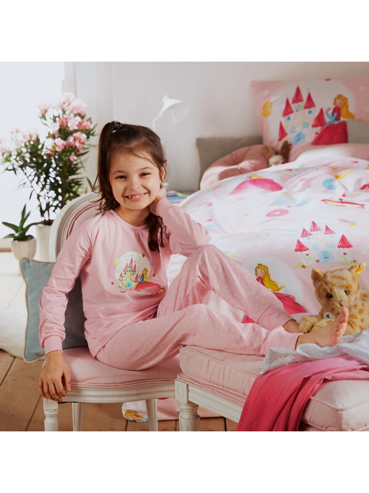 Erwin Müller Single-Jersey Kinder-Schlafanzug in hellrosa günstig kaufen