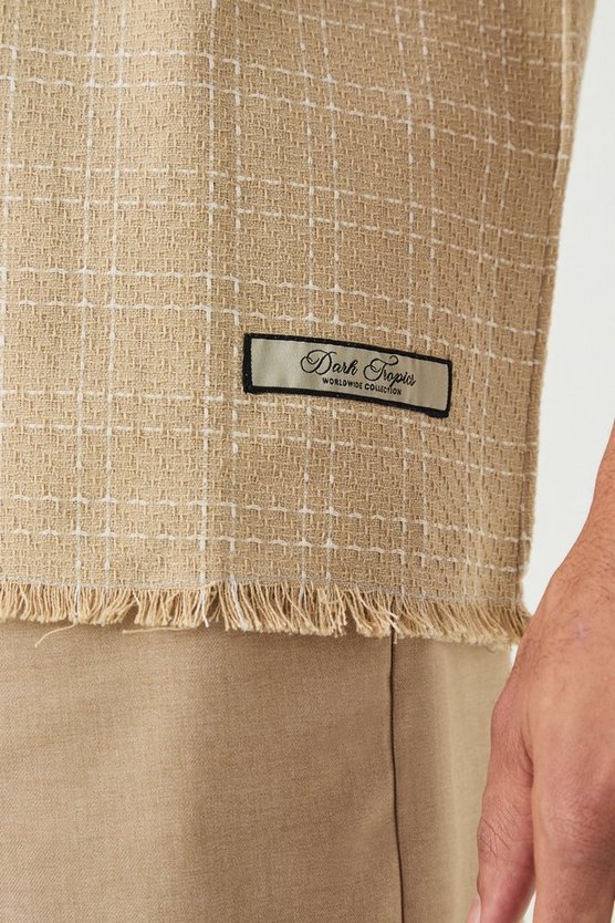 Oversize Bouclee-Hemd mit rohem Saum