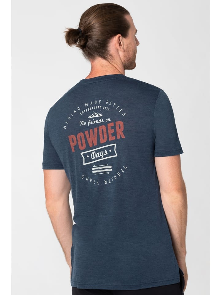 super.natural Merino T-Shirt M POWDER DAYS TEE in blau günstig kaufen S