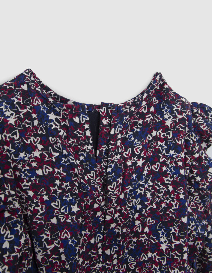 T-shirt marine imprimé étoiles et coeurs fille