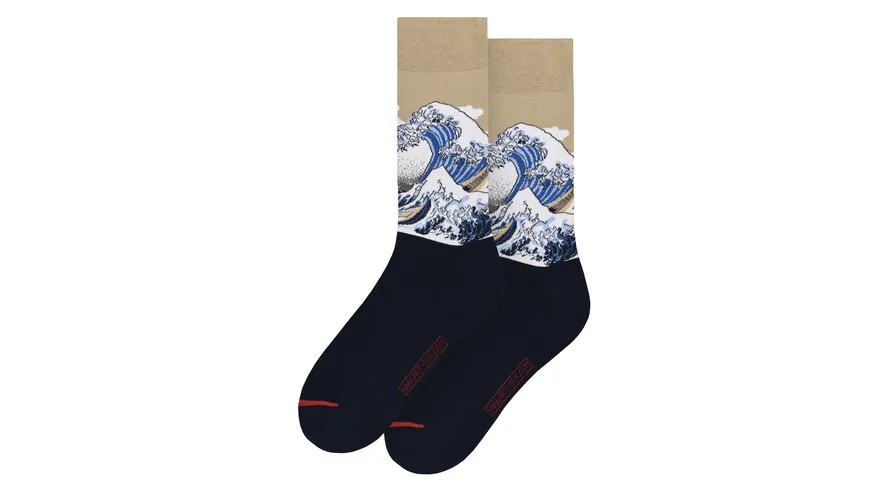 MuseARTa Unisex Socken Katsushika Hokusai - Die große Welle vor Kanagawa BEIGE