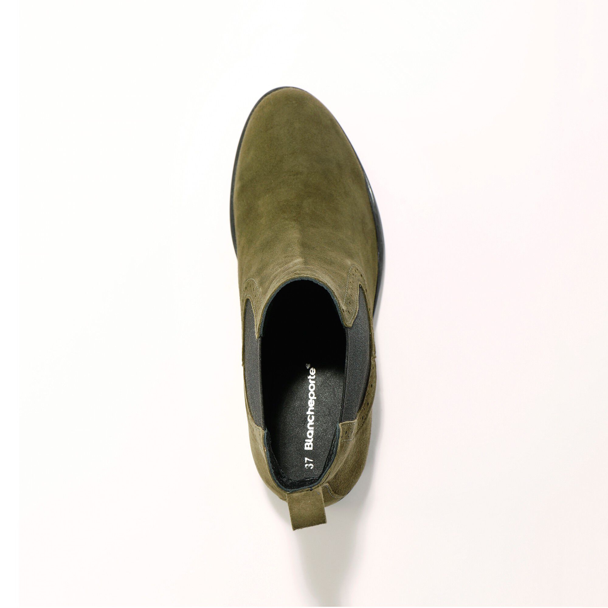 Boots élastiquées perforées Chelsea en croûte de cuir