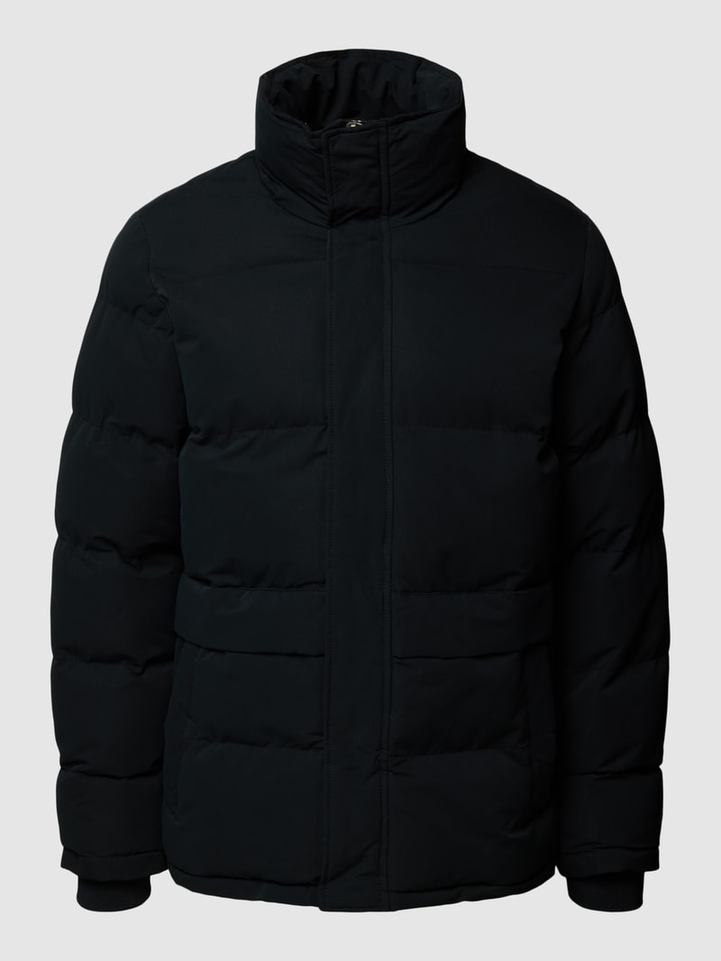 Steppjacke in unifarbenem Design mit Kapuze in schwarz