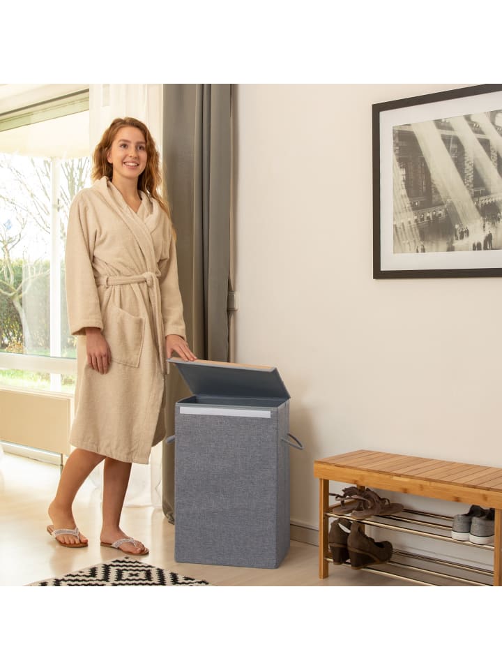 relaxdays 2 x Wäschekorb in Grau - (B)40 x (H)60 x (T)30 cm günstig kaufen onesize
