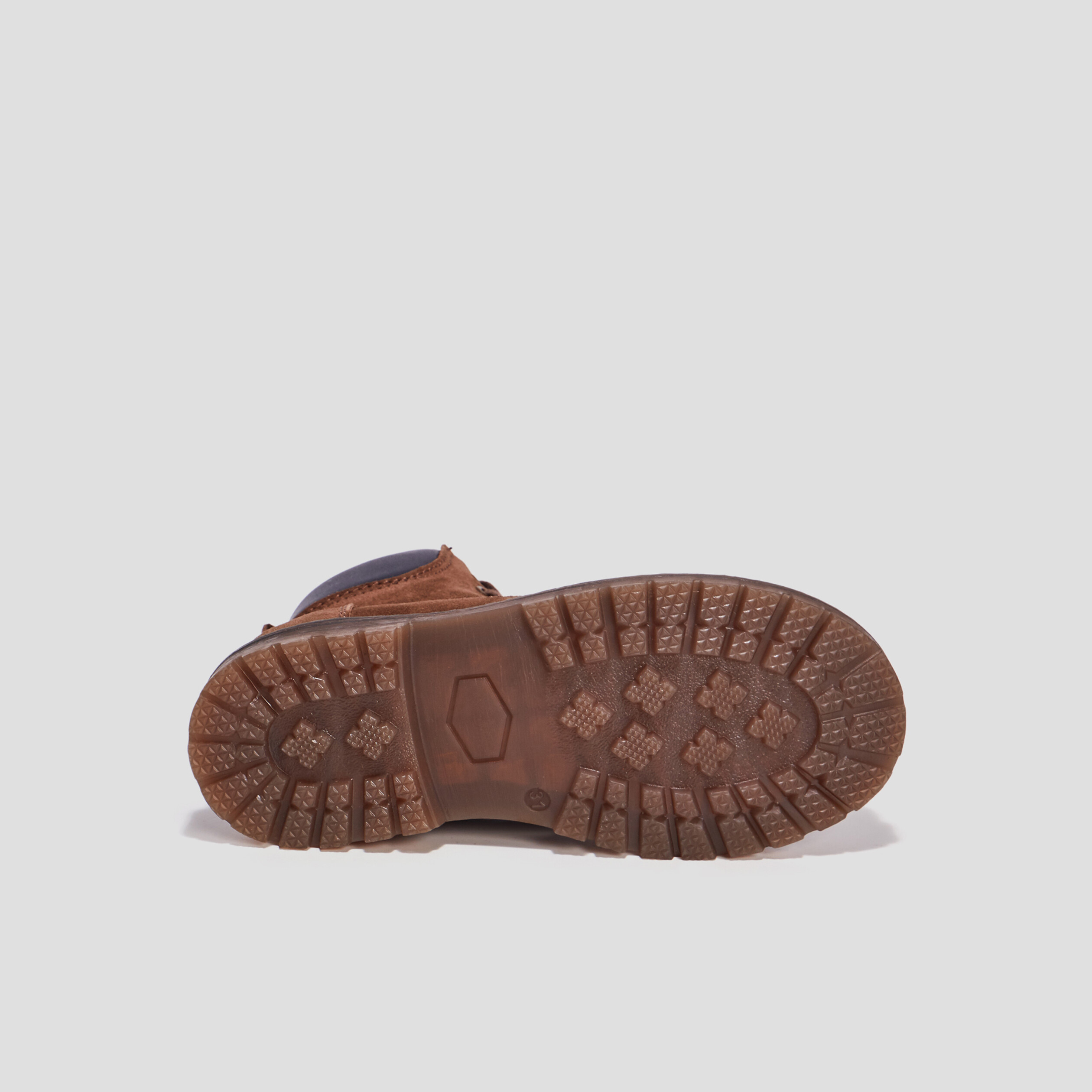 Bottines crantées en cuir marron garçon | La Halle