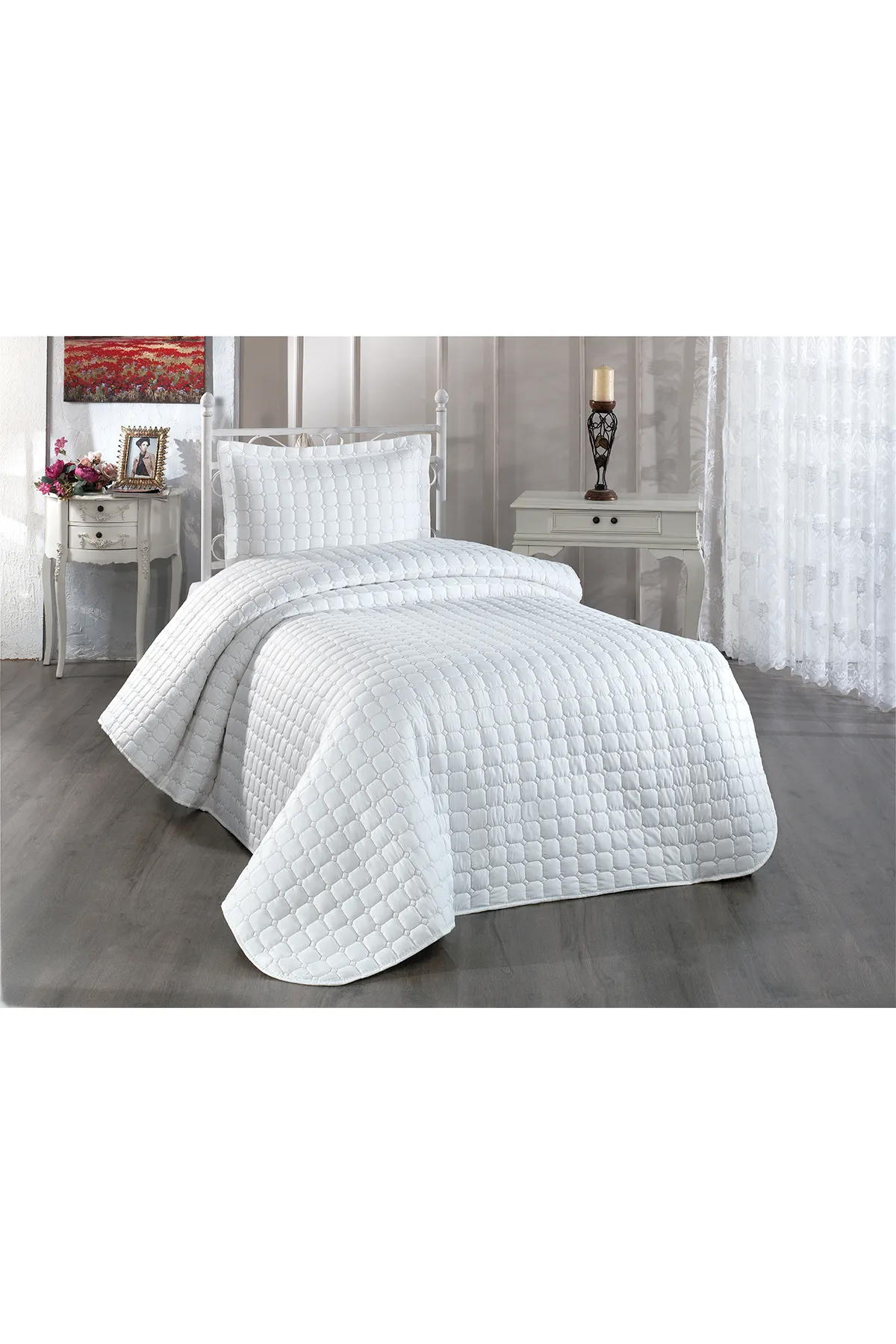 Çeyiz Diyarı  Estiva Tagesdecke für Einzelbett, Creme
