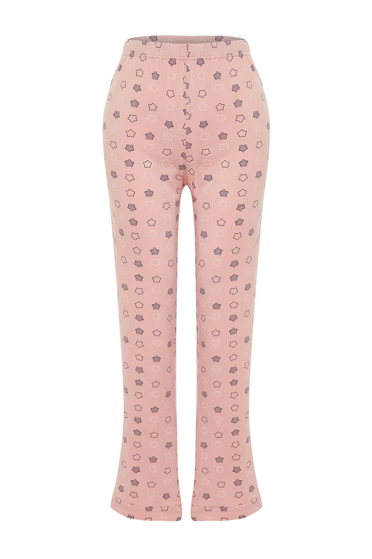 Trendyol Collection  Gestrickte Pyjamahose aus lachsfarbener Baumwolle mit Sternmuster THMSS23PJ00003