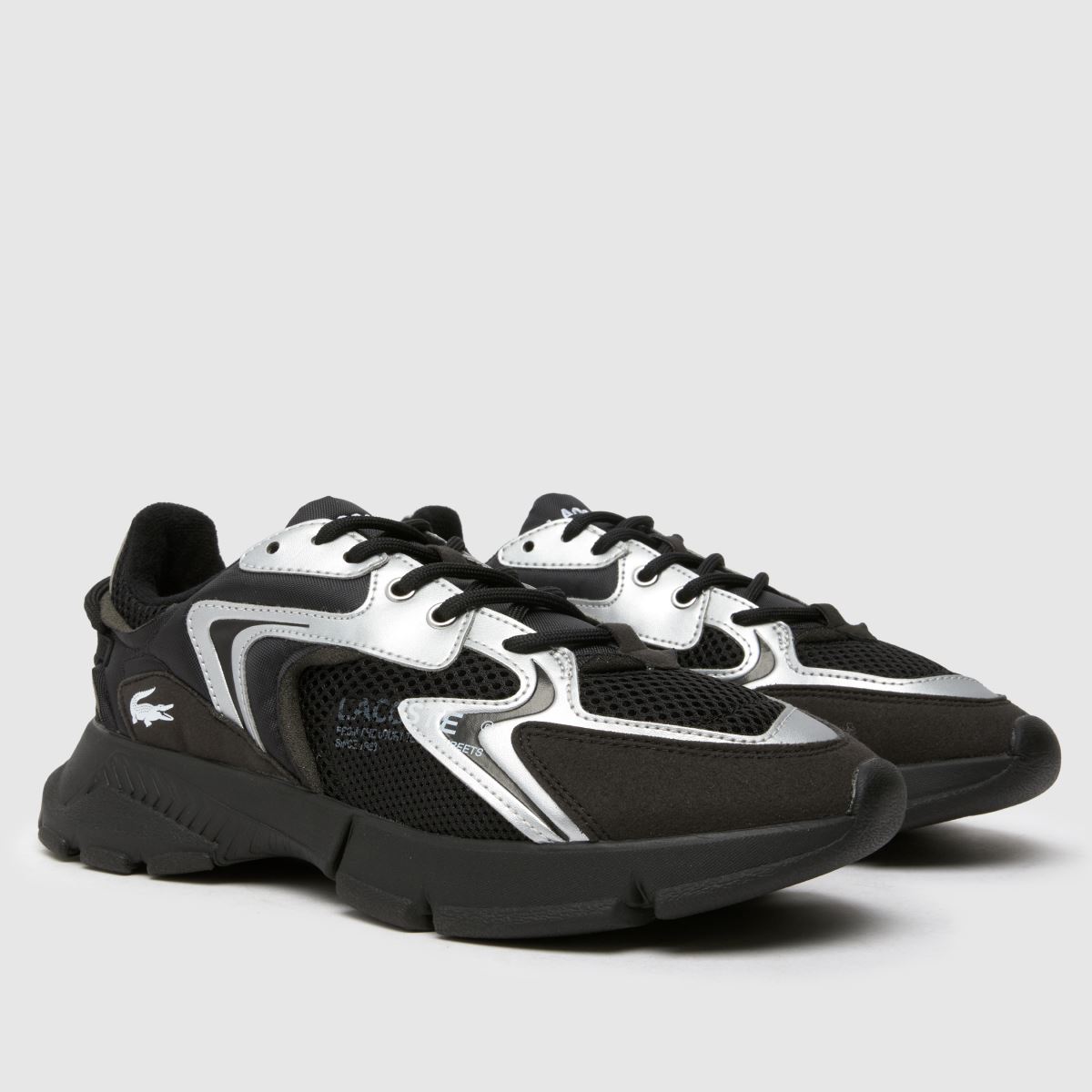 Lacoste svarta & silverfärgade l003 neo ungdomsskor