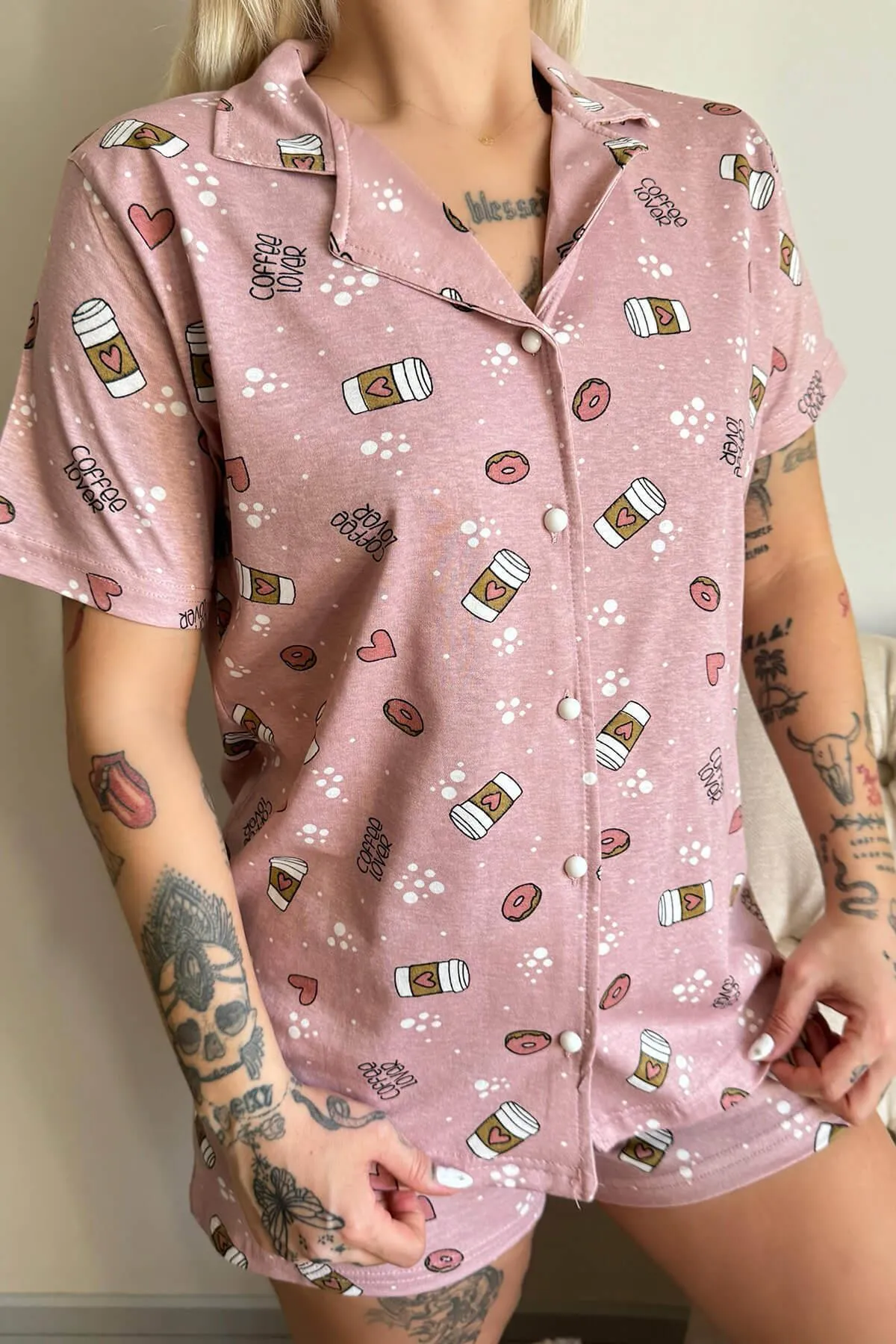 Pijamaevi  Pyjama set - Rosa - Unifarben