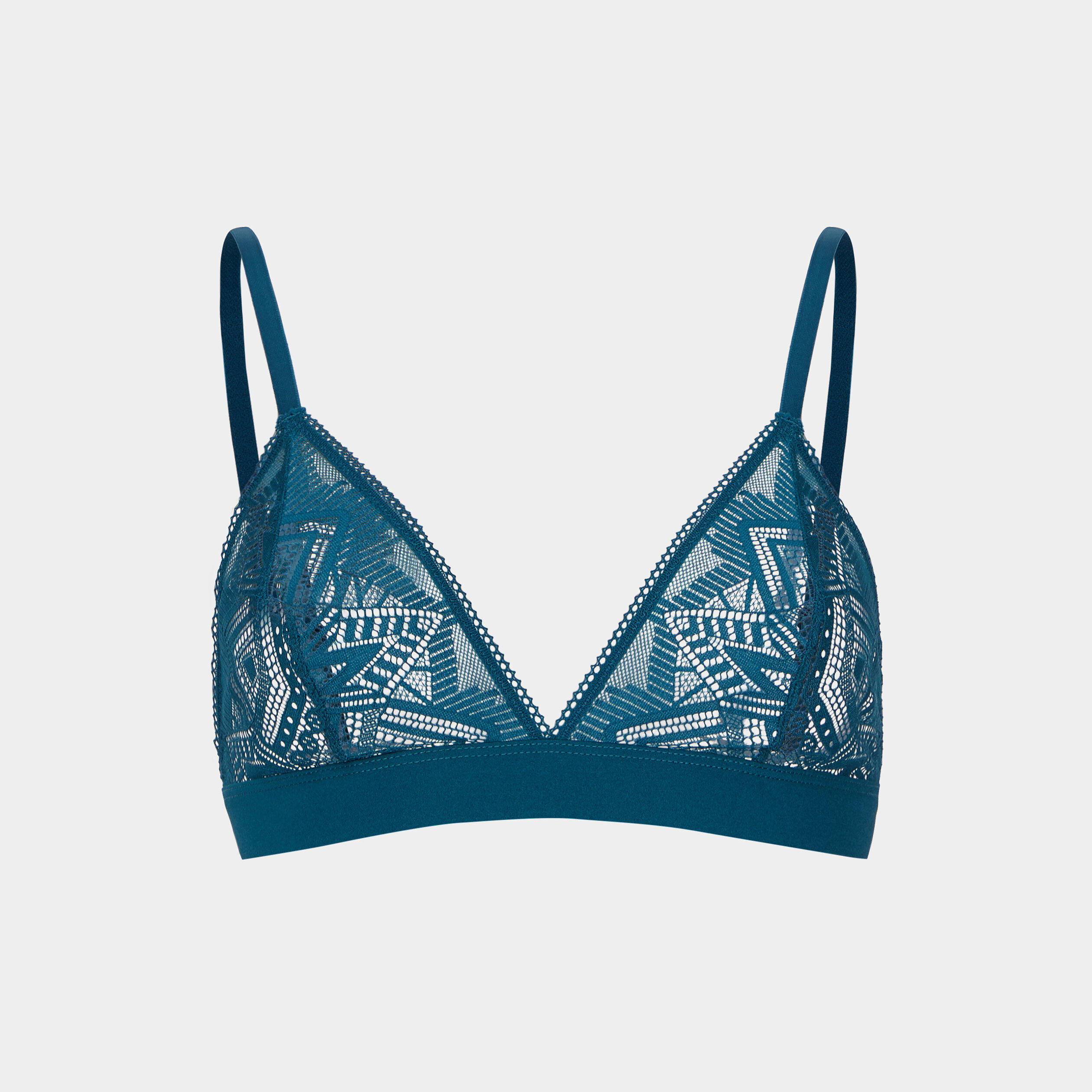Soutien-gorge triangle en dentelle bleu canard femme | La Halle