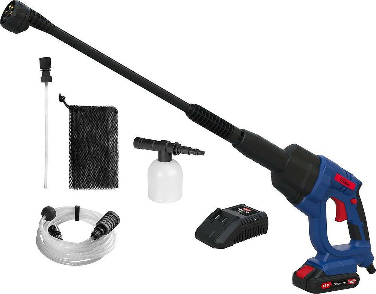 Güde Akku-Druckreiniger DR 18-201-23, Fördermenge max: 120 l/h, (Set, inkl. Akku und Ladegerät), Softgriff, Selbstansaugend, Sicherheitsschalter