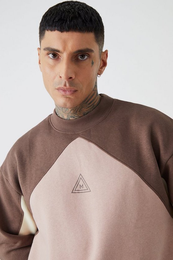 Tall Oversize Colorblock Sweatshirt-Trainingsanzug