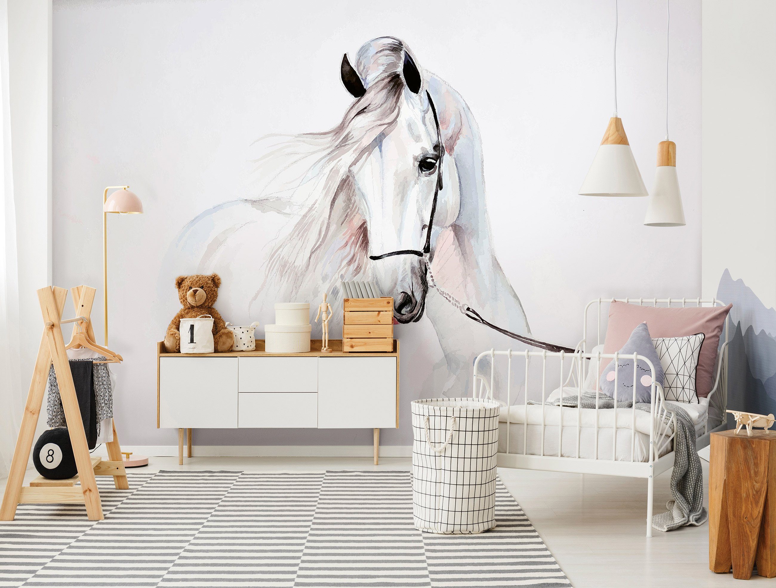 Wallarena Fototapete Kinderzimmer Mädchen Pferd Tiere 3D EFFEKT Vlies Tapete für Mädchenzimmer oder Babyzimmer Vliestapete Wandtapete Motivtapete, Glatt, Pferde, Vliestapete inklusive Kleister