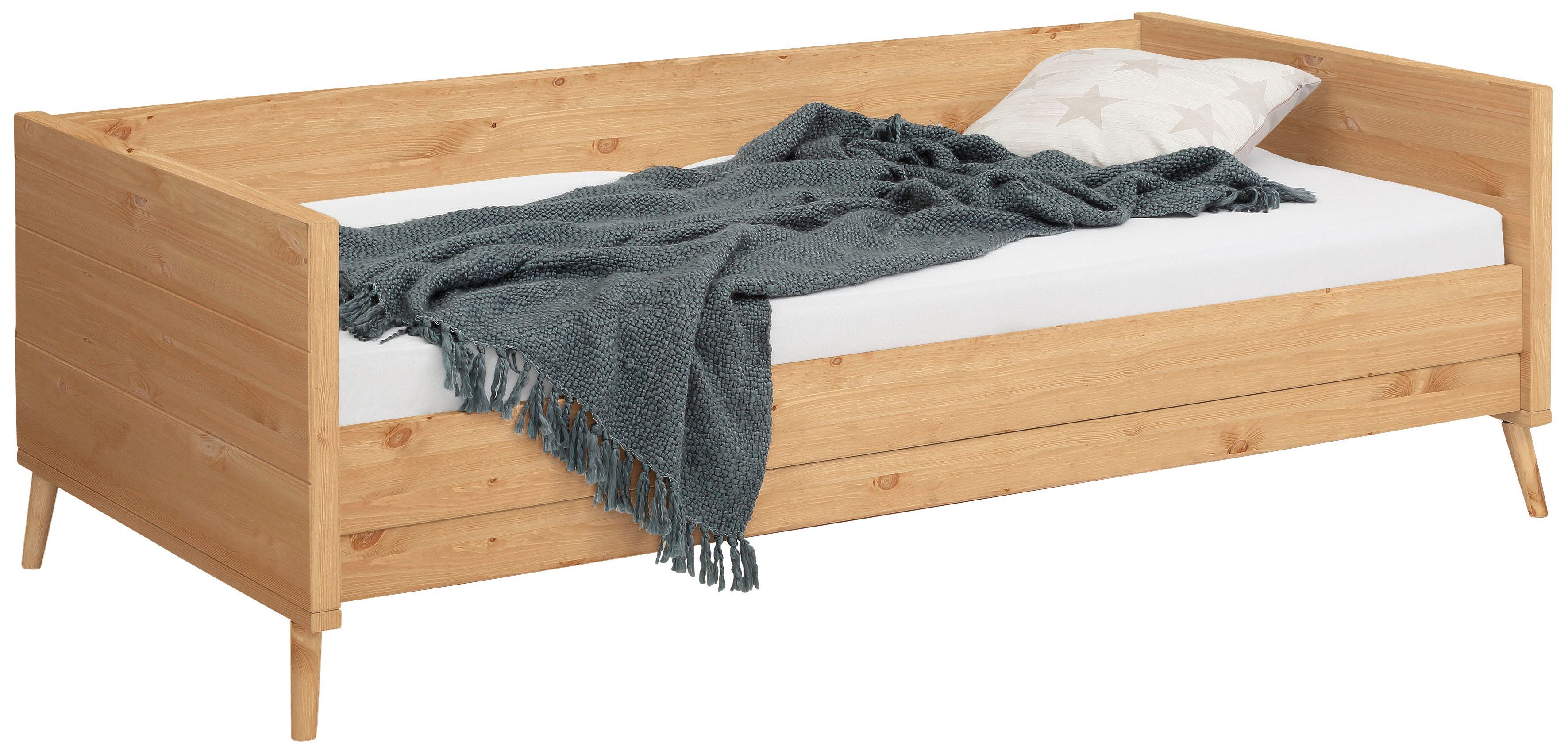 Lüttenhütt Jugendbett Ellen, aus massivem Kiefernholz, in 2 verschiedenen Farben, mit Holzfüßen