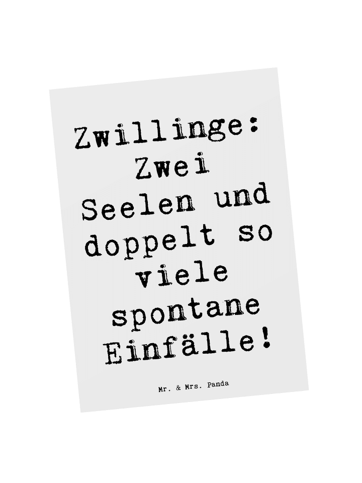 Mr. & Mrs. Panda Postkarte Spruch Zwillinge Abenteuer mit Spruch in Weiß günstig kaufen onesize