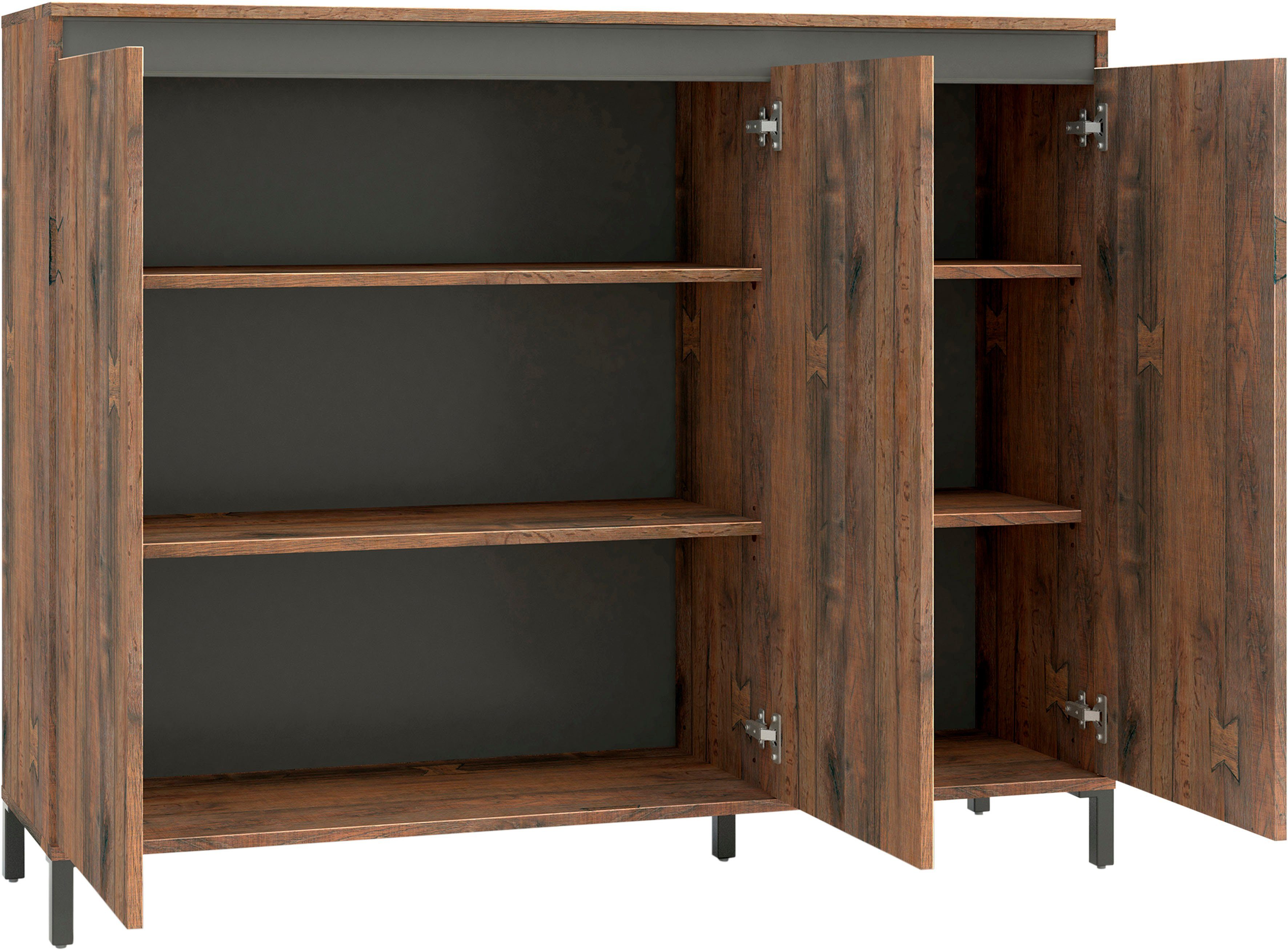 INOSIGN Highboard Genio Industrial, Mit wendbare Blende in weiß/ anthrazit, Höhe 110 cm