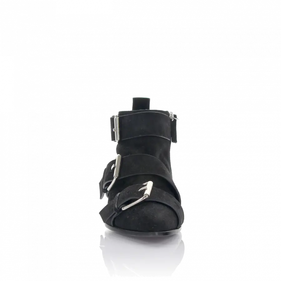 Giuseppe Zanotti - Stiefeletten Veloursleder Zierschnalle schwarz - schwarz