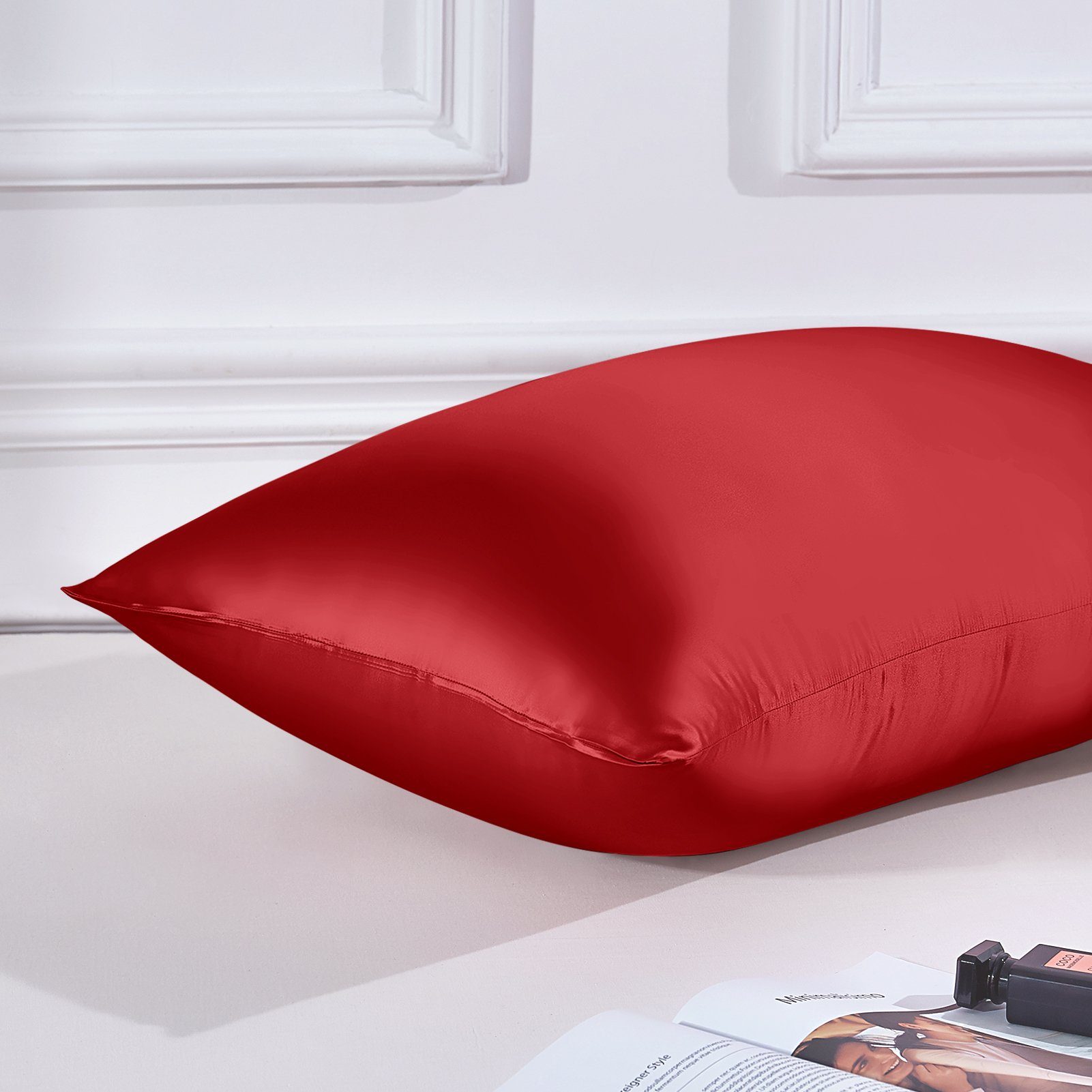 Kissenbezüge 22 Momme 100% Maulbeerseide, 80 x 80 cm, mit reißverschluss, THXSILK (1 Stück), 600 Fadenzahl, angenehmes Hautgefühl, glänzende und glatte Optik