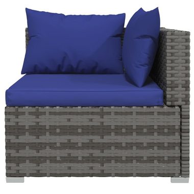 vidaXL Gartenlounge-Set 4-tlg. Garten-Lounge-Set mit Kissen Grau Poly Rattan, (1-tlg)