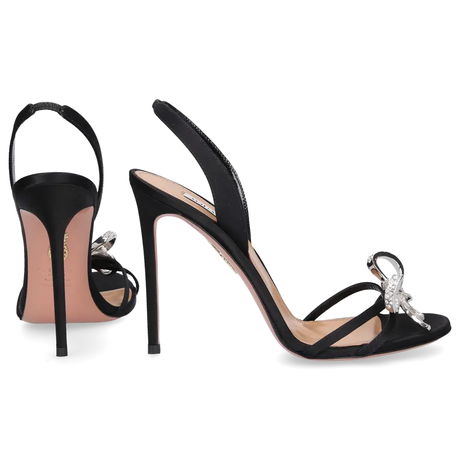 Aquazzura - Riemchensandalen BABE SANDAL 105 Satin - schwarz