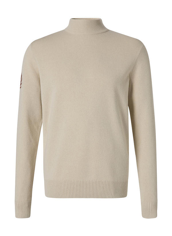 Fred Perry, Stehkragenpullover, Wolle, beige