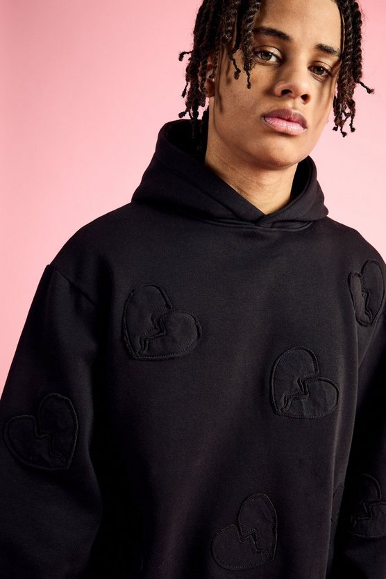 Kastiger Oversize Trainingsanzug mit Herz-Applikation