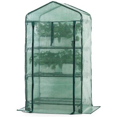Sekey Foliengewächshaus Mobiles Gewächshaus Winterfest Klein, mit 3 Etagen, 69 x 49 x 125 cm, Pflanzenzucht für Garten und Balkon, einfache Montage