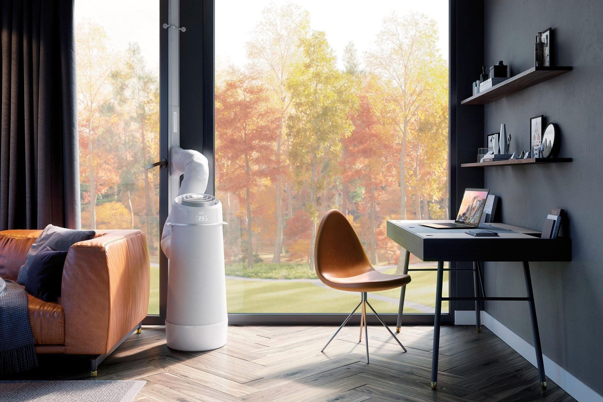 AEG Klimagerät PX71-265WT Eco mobile Klimaanlage spiralförmiger Luftstrom, Kühlen, Heizen, Ventilation, Entfeuchtung
