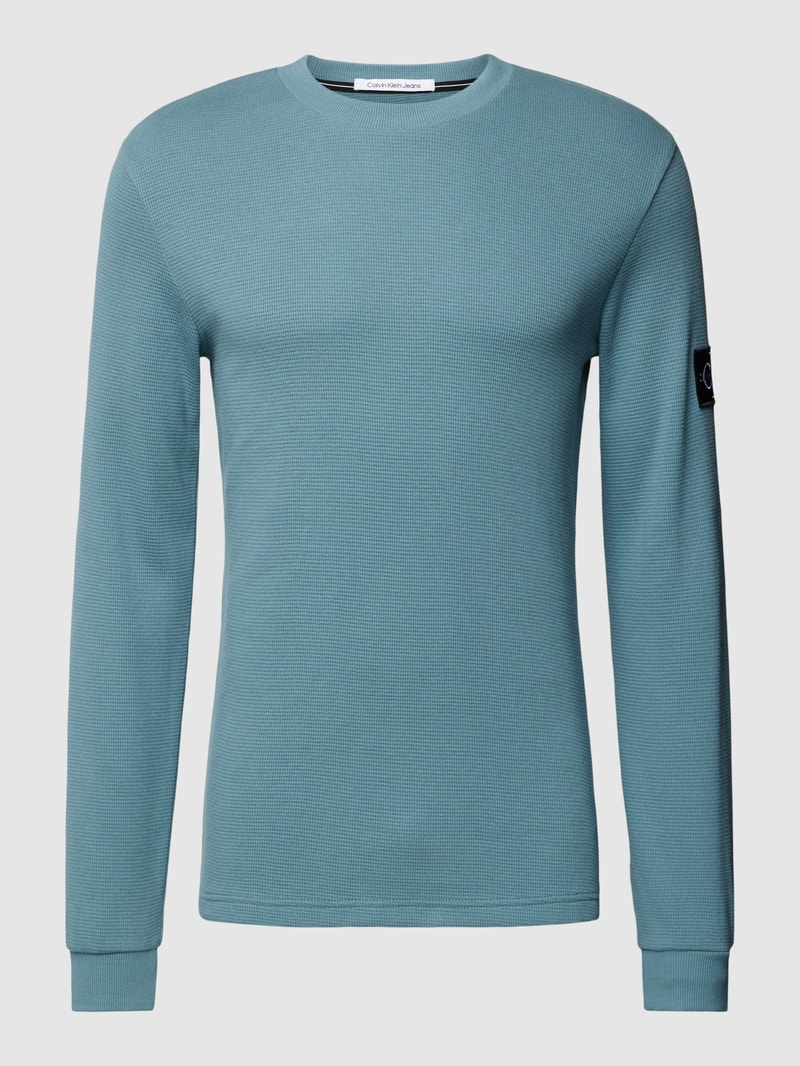 Longsleeve mit Label-Patch in rauchblau