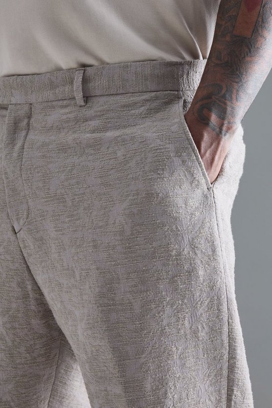 Plus strukturierte Jacquard-Hose aus Baumwolle