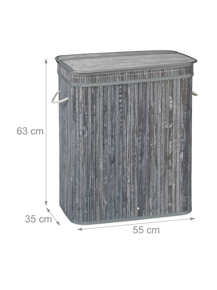relaxdays Wäschekorb in Grau - (B)55 x (H)63 x (T)35 cm günstig kaufen onesize