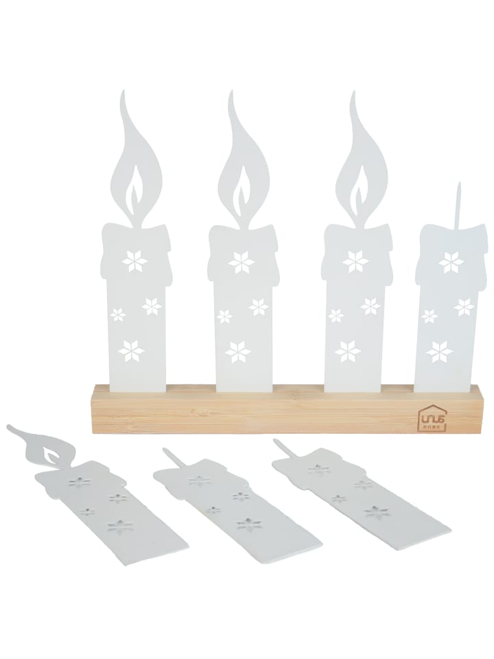 UNUS Adventskerzen-Aufsteller im Rostdesign in Weiß günstig kaufen onesize