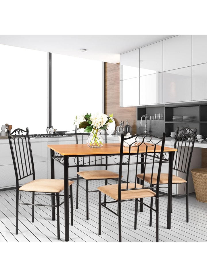 COSTWAY Essgruppe 5 tlg Set in Braun günstig kaufen onesize