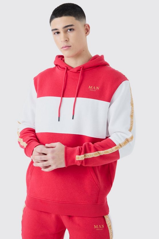 Kurzer Colorblock Trainingsanzug mit Man-Streifen