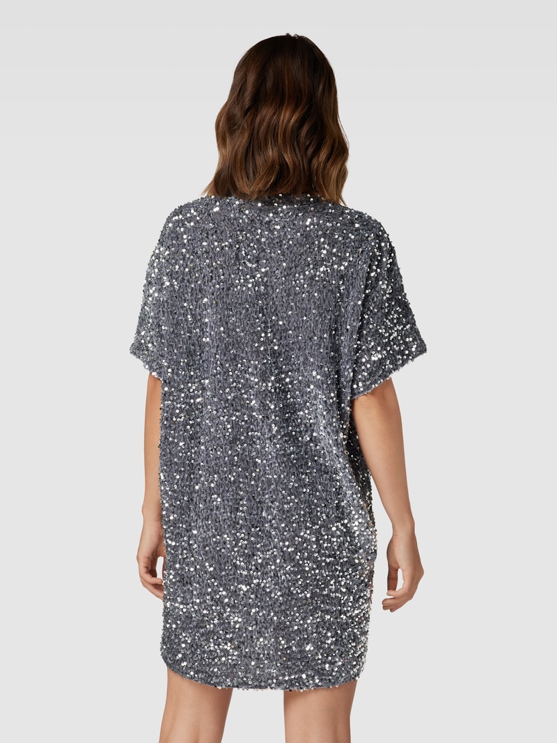 Minikleid mit Rundhalsausschnitt in silber