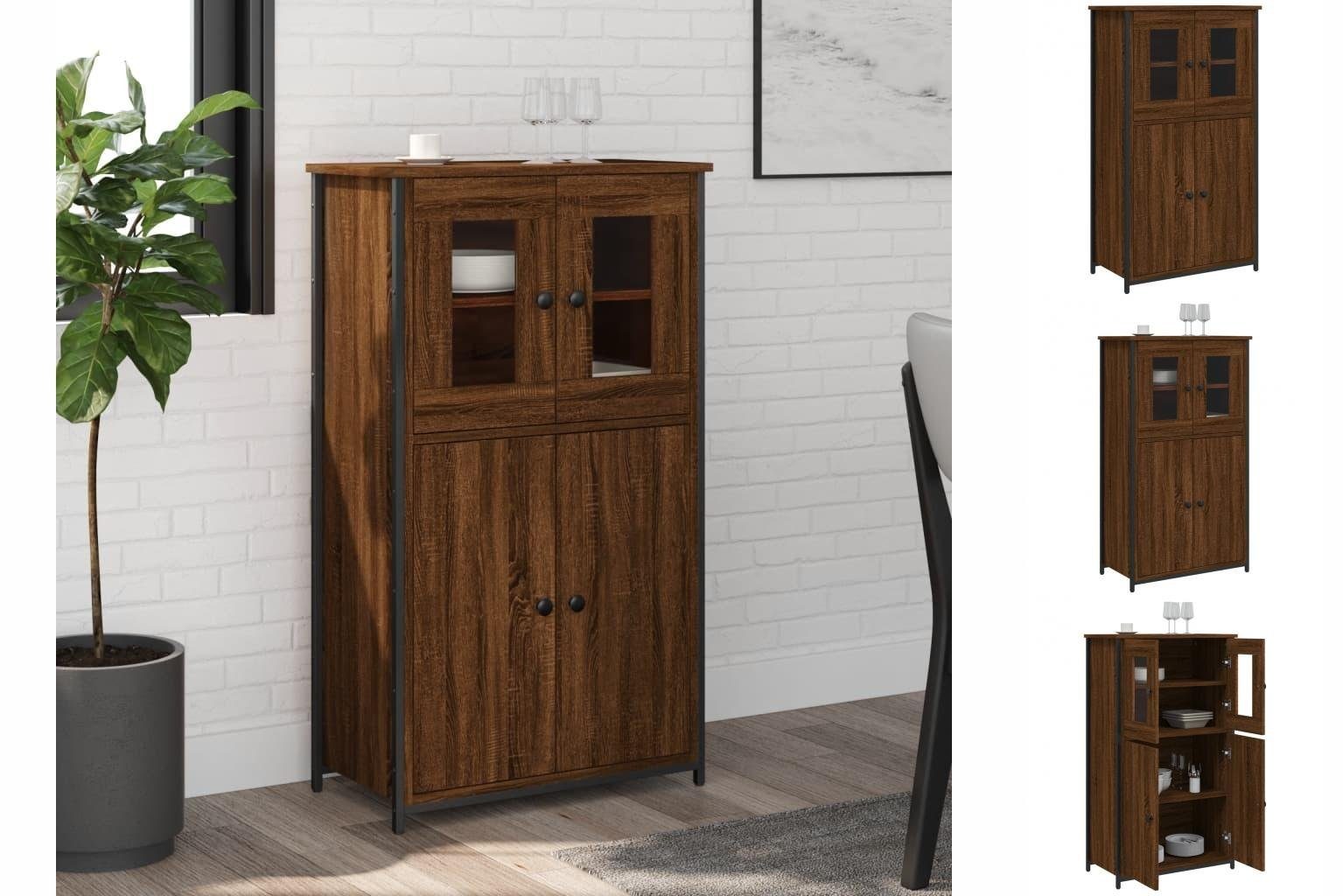vidaXL Anrichte Highboard Braun Eichen-Optik 62x32x106,5 cm Holzwerkstoff Glas Vitrine