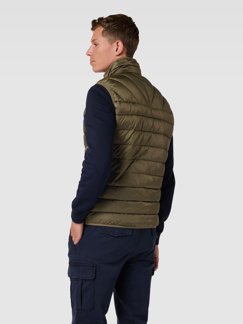 Regular Fit Steppweste mit Stehkragen Modell 'AERONS' in olivgrün
