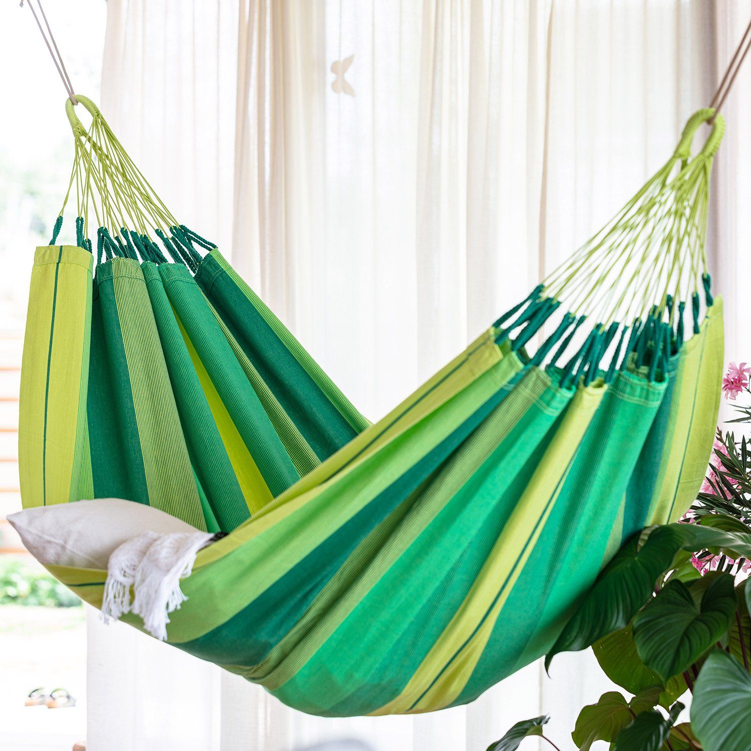 La Siesta Hängematte Doppel Hängematte Modesta Jungle grün von La Siesta Bio Baumwolle Tuchhängematte, Hochwertige Qualität