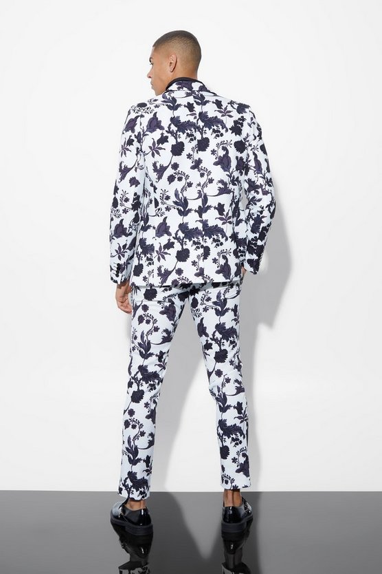 Skinny Anzugjacke mit floralem Print