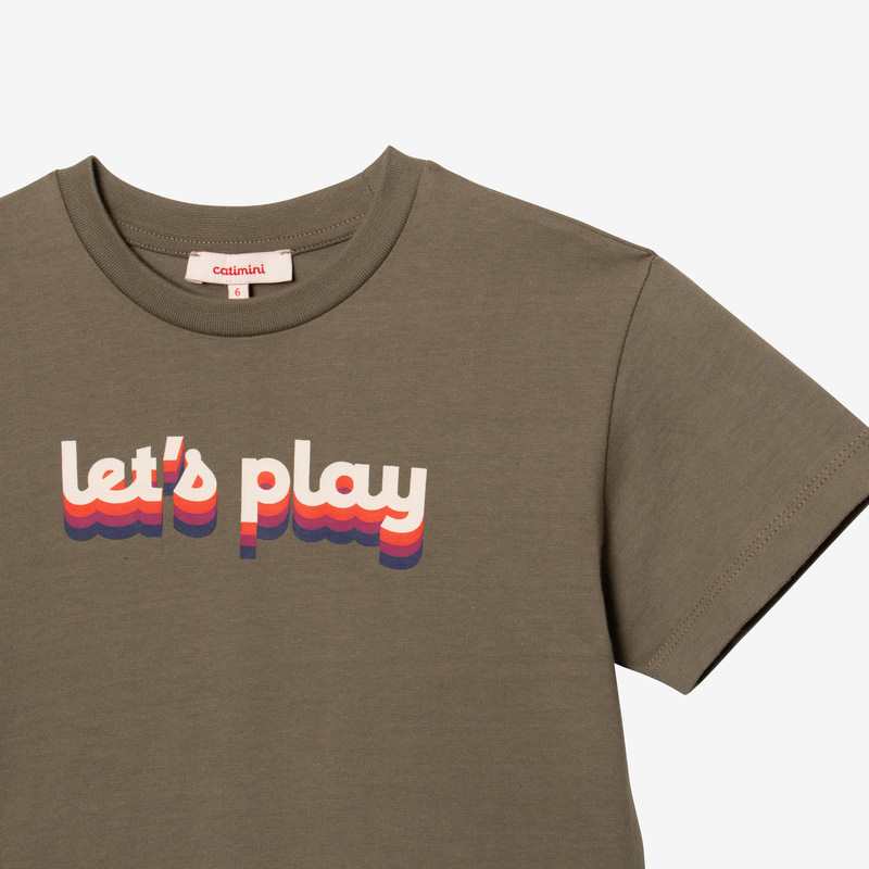T-shirt enfant message kaki en coton recyclé vert mixte Catimini