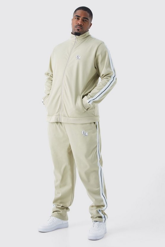 Plus Slim-Fit Trikot-Trainingsanzug mit Trichterkragen