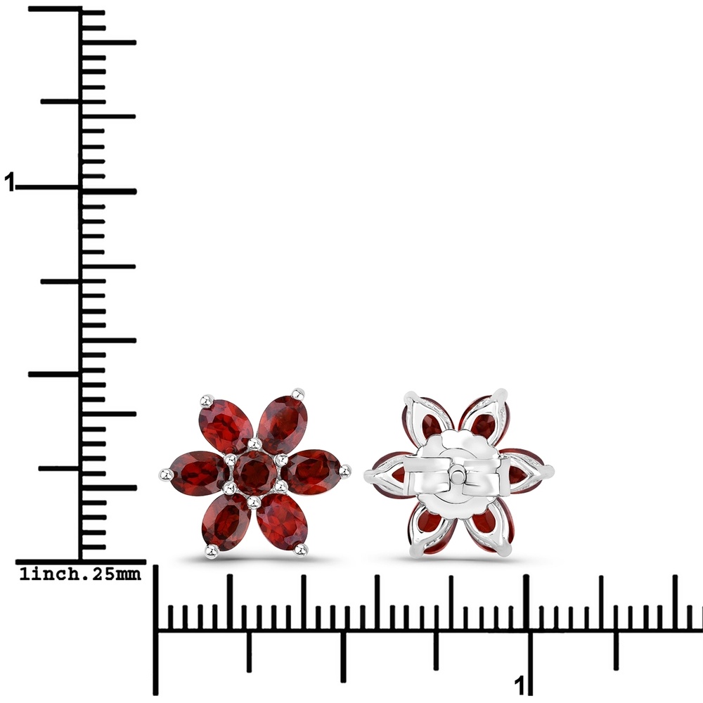 Rafaela Donata Boucles doreilles Fleur Argent sterling Grenat en Argent Bijoux