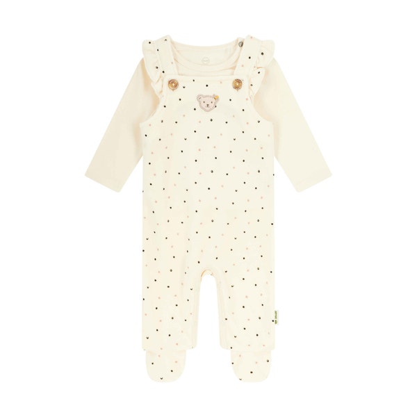 Set Strampler + T-Shirt langarm, beige für Mädchen