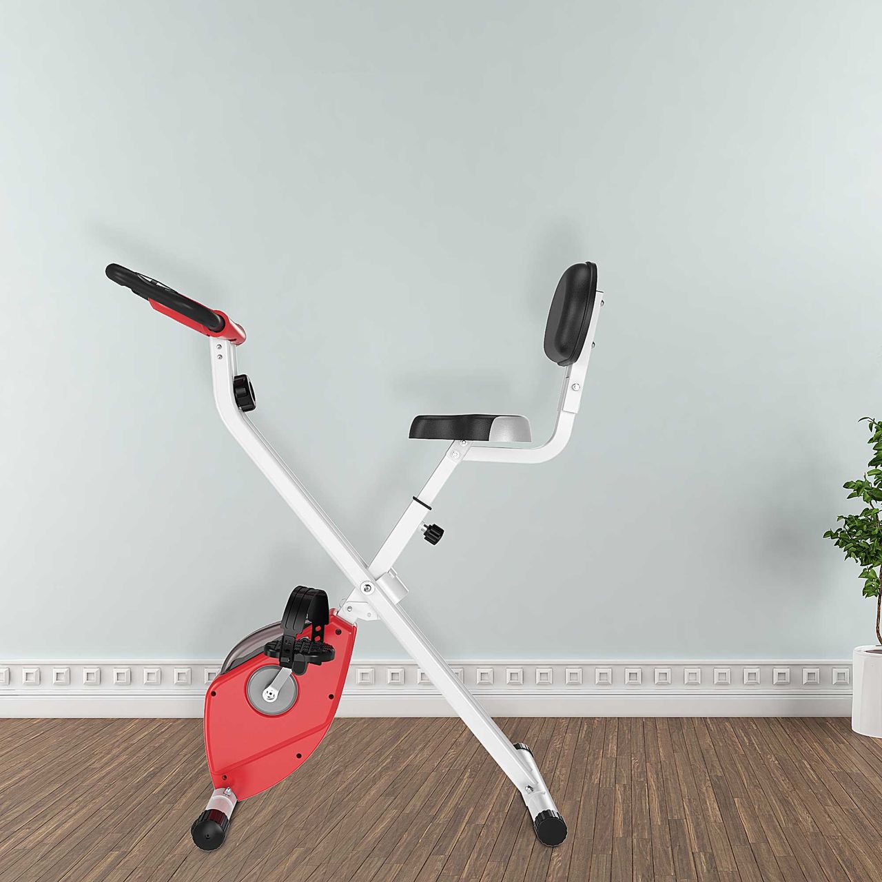 HOMCOM Heimtrainer F-Bike Fahrradtrainer mit 8 stufig Magnetwiderstand Rot